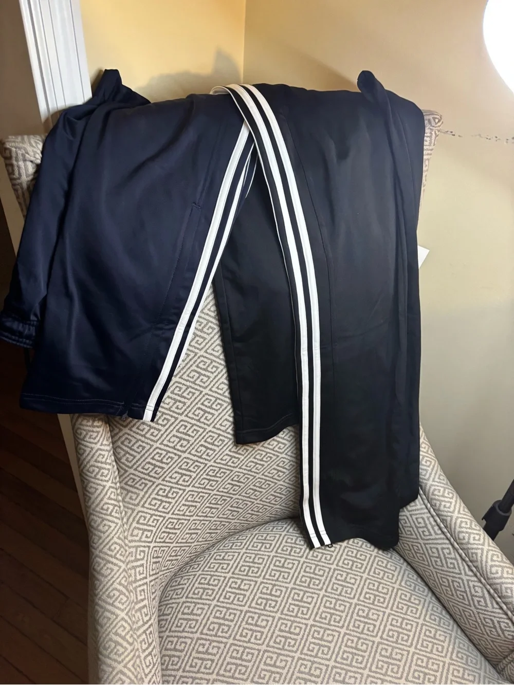 adidas Black Track Zip Pants with White Side Trim